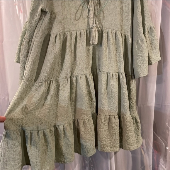 Avanti The Label Cotton Boho Tiered Wide Sleeves Flowy Mini Dress NWOT - Picture 5 of 7
